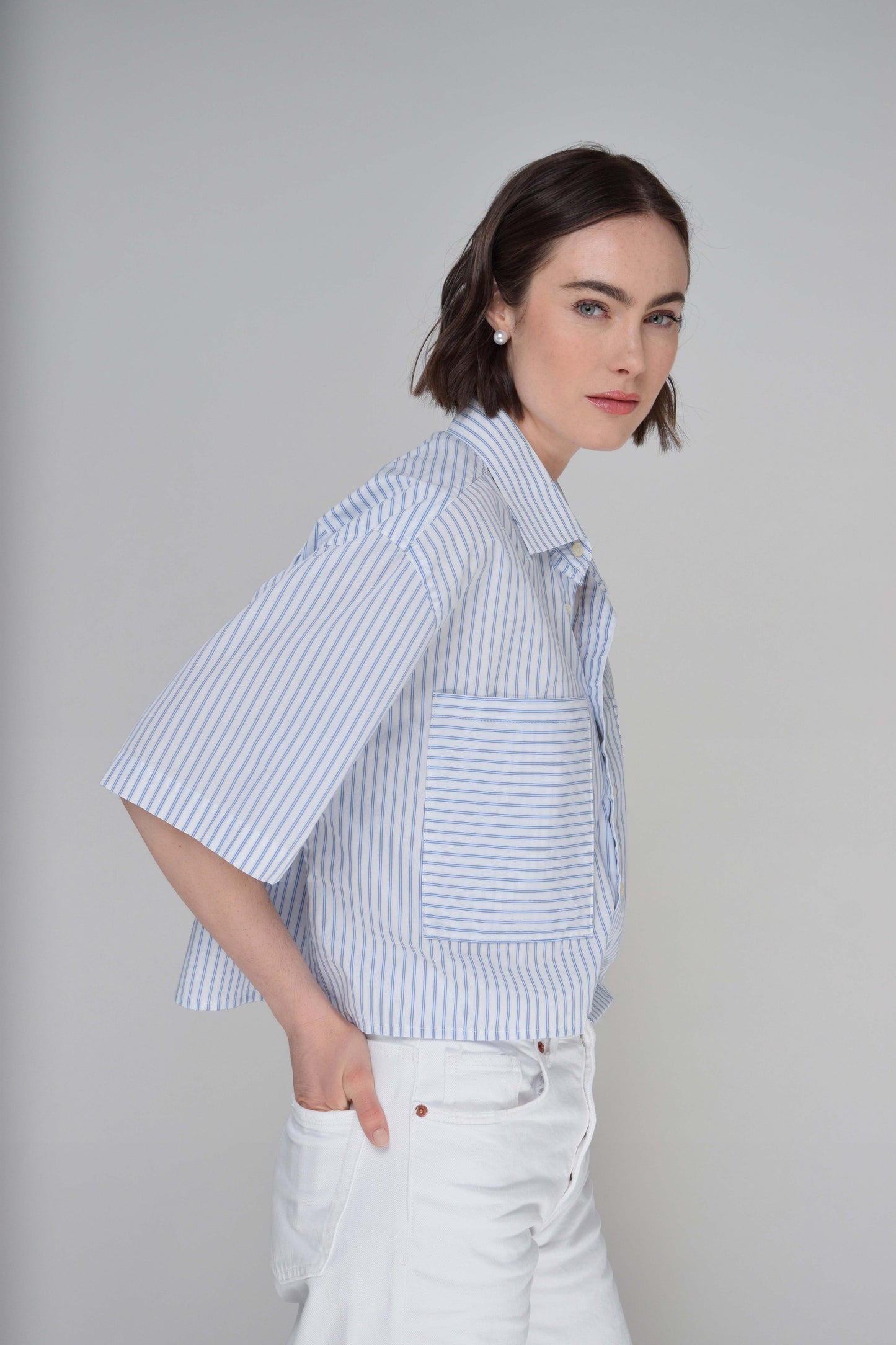 Gestreifte Cropped-Bluse